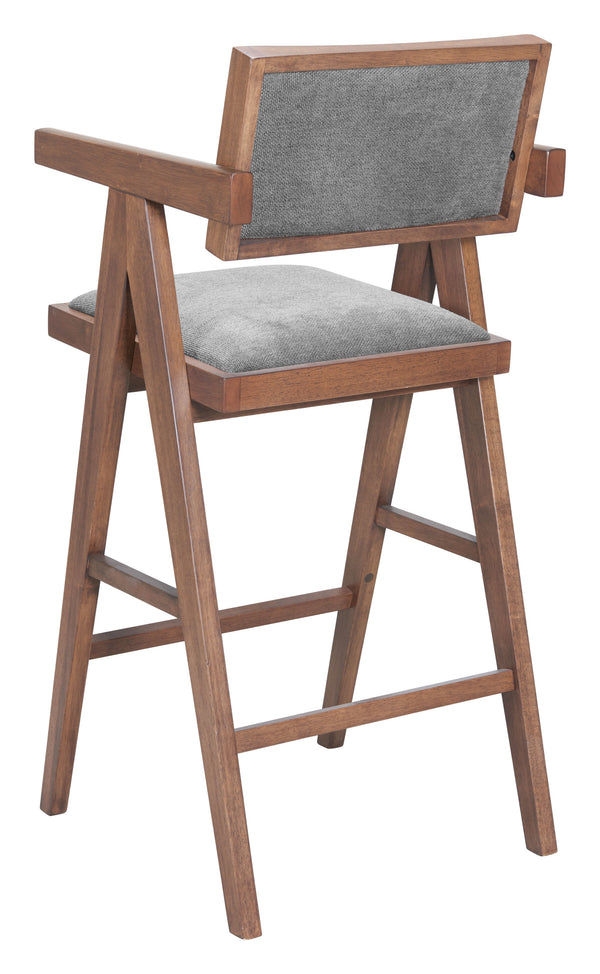 Zuo Modern Delhi Barstool Set Of 2 In Gray & Walnut - Stylish Modern Design For Chic Home Décor Solutions Gray 100% Polyester,Rubberwood 110494-zuo-modern