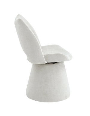 English Elm Modern Chenille Linen Accent Chair Sculptural Hollow Back Swivel Seat for Dining Vanity Off White W3493P452649