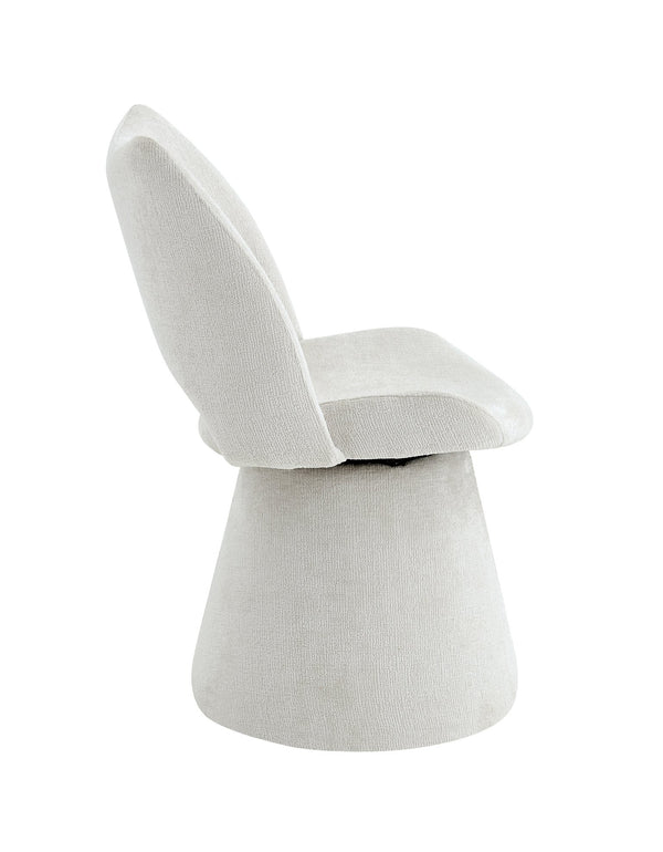 English Elm Modern Chenille Linen Accent Chair Sculptural Hollow Back Swivel Seat for Dining Vanity Off White W3493P452649