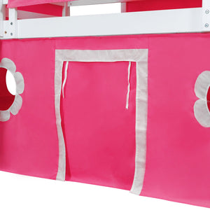 English Elm Twin Castle Loft Bed with Slide Tent Tower and Play Space for Kids Rooms Pink N708P249511H