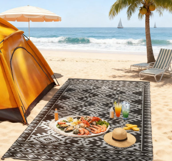 English Elm Portable Reversible Polypropylene Outdoor Rug Geometric Patio Camping Uv Resistant T3971P421543