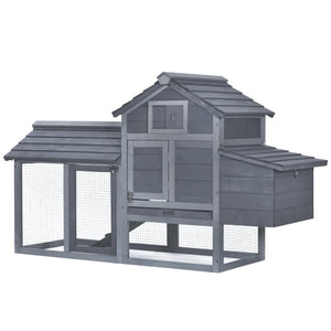 English Elm Outdoor Fir Wood Rabbit Hutch with Multi-level Design and Weatherproof Asphalt Roof T3971P438151