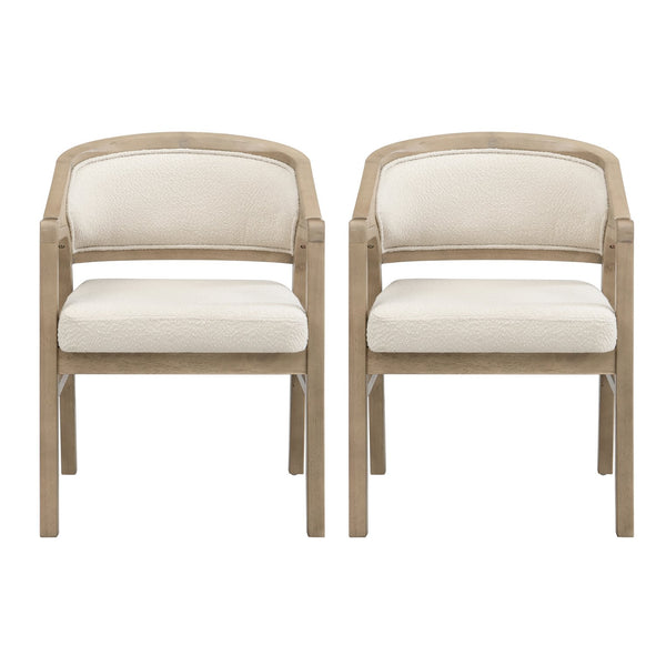 English Elm Christopher Knight Home® - Wooden Modern Dining Chair with Ergonomic Curved Back and Bouclé Upholstery, Solid Rubberwood Craftsmanship Beige,Natural N771P346814A