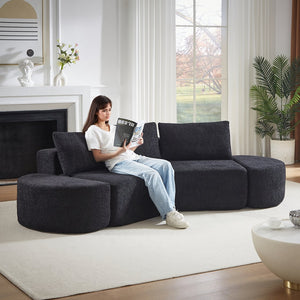 English Elm 106.3-inch Modular Chenille Sectional with Curved Ottomans for Modern Living Rooms W3505P383964