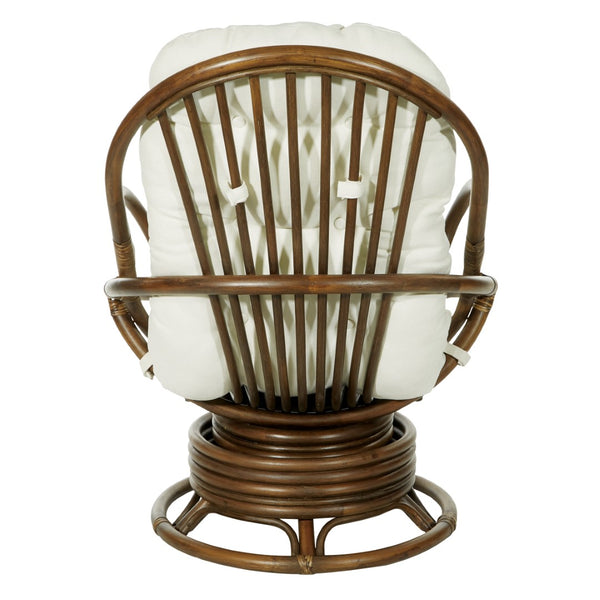 OSP Home Furnishings Kauai Rattan Swivel Rocker Chair Linen