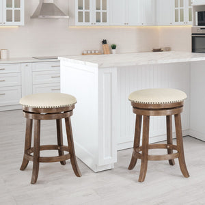 OSP Home Furnishings Round Backless Swivel Stool - Set of 2 Burnt Brown