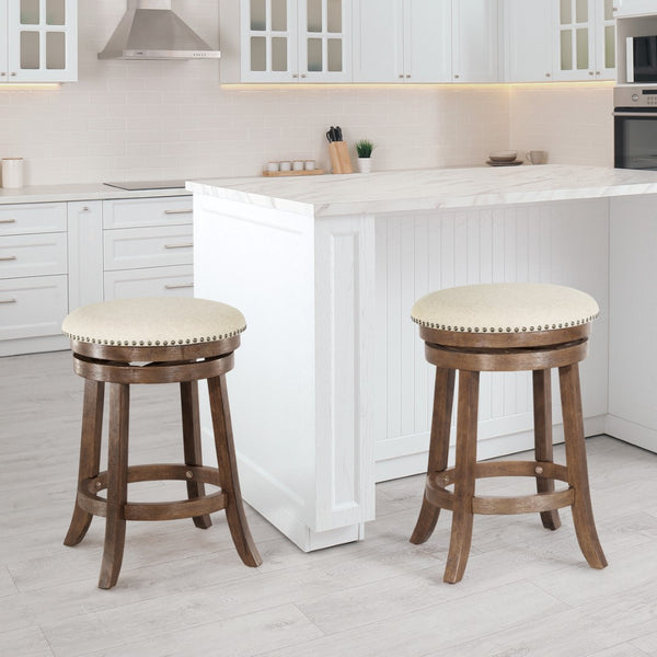 OSP Home Furnishings Round Backless Swivel Stool - Set of 2 Burnt Brown