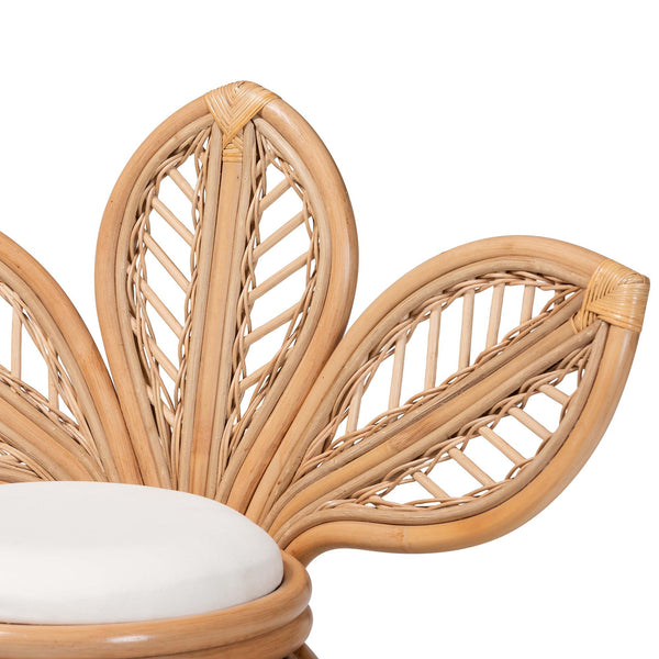 English Elm Modern Rattan Openwork Leaf Accent Chair Bohemian Sculptural Seat for Living Room B2750P467688