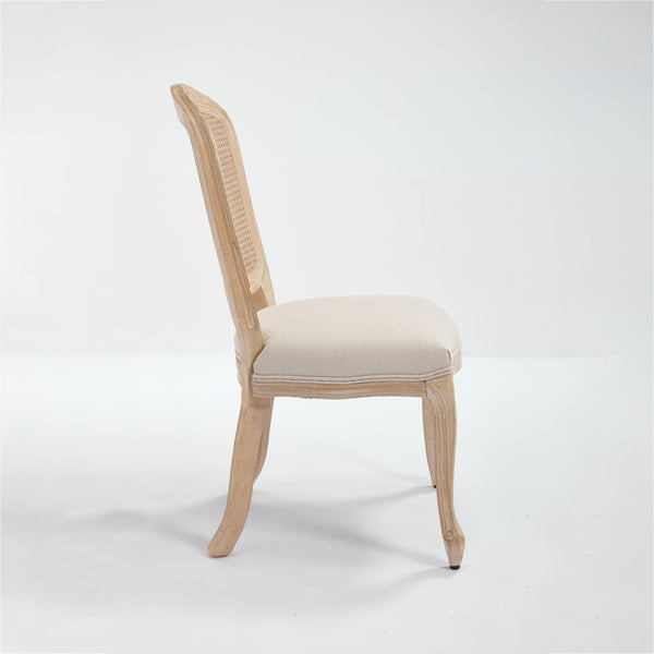 English Elm French Country Dining Chairs Set Of 2, Upholstered Rattan Back Accent Chairs For Dining & Living W3426P324538