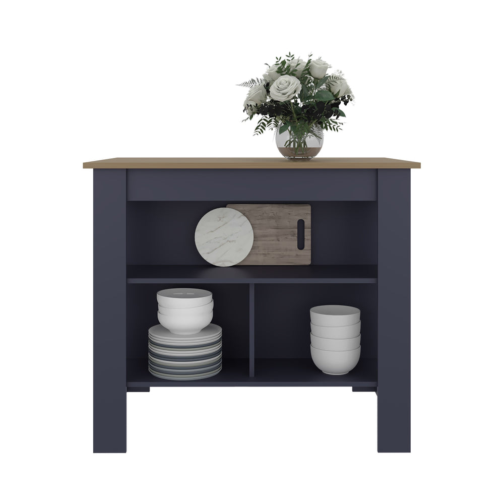 English Elm Cala Kitchen Island with Four Open Shelves Airy Leg Base Meal Prep Organizer B070P391785