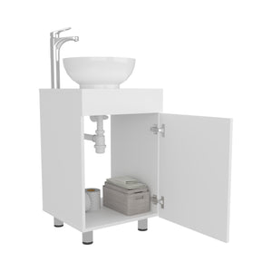 English Elm Tacna 18" Vanity Cabinet with Porcelain Vessel Sink – Compact Freestanding White Bathroom Storage B070P337121