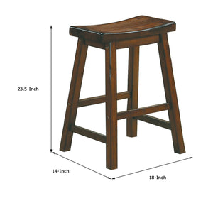 English Elm 24" Solid Wood Saddle Seat Backless Counter Stool Rustic Warmth Set of Two Cherry B056P417114