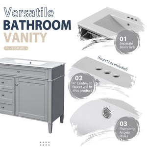 English Elm 36'' Modern Bathroom Vanity With Medicine Cabinet, Soft-Close Doors, 4 Drawers & Ceramic Sink Set SW000134AAE-1