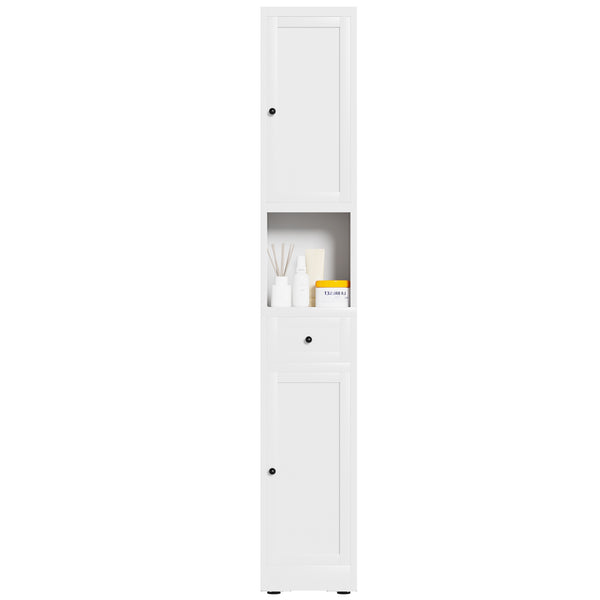 English Elm 71 Inch Freestanding Metal Storage Cabinet Five Tier Narrow Pantry Organizer White W2735P428814