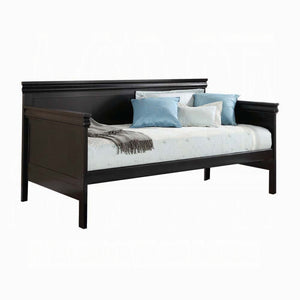 English Elm Bailee Twin Daybed in Black Finish with 13-Slat Support, Panel Molding & Roll-Out Trundle Option B2726S00209
