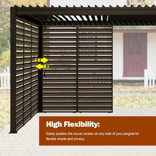 English Elm Outdoor Aluminum Louvered Pergola Screen Panel for Patio Privacy and Wind Protection W1859P446171