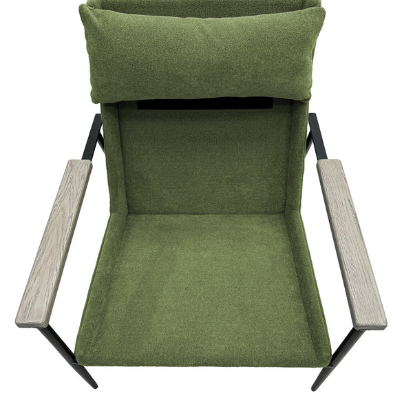 JLA Home Chapel Hill - Accent Chair Mid-Century Modern Upholstered with Red Oak Arms, High-Density Foam & Sturdy Steel Frame Green CH100-0050