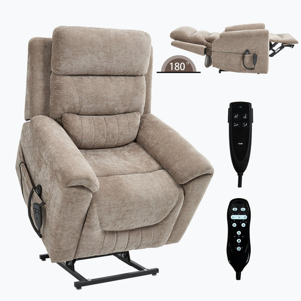 English Elm Dual Motor Power Lift Recliner with Massage Heat and Leatherair Upholstery W3224S00033
