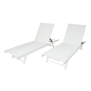 English Elm Outdoor Reclining Chaise Loungers Set of 2 with Steel Frame and Textilene Fabric N770P395917K