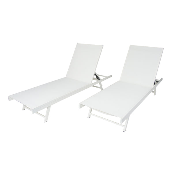 English Elm Outdoor Reclining Chaise Loungers Set of 2 with Steel Frame and Textilene Fabric N770P395917K