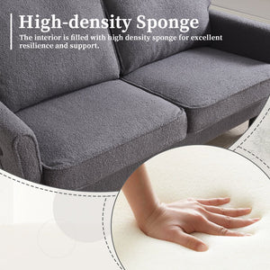 English Elm Loveseat Modern Mid-Century 2-Seater with USB Type-C Charging, Removable Zippered Covers, Sturdy Wood Legs Gray W395P238824