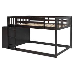 English Elm Full Over Bunk Bed with Four Drawers Three Shelves Pine and Mdf Kids Frame Espresso LT000267AAP-1