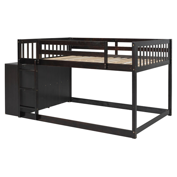 English Elm Full Over Bunk Bed with Four Drawers Three Shelves Pine and Mdf Kids Frame Espresso LT000267AAP-1