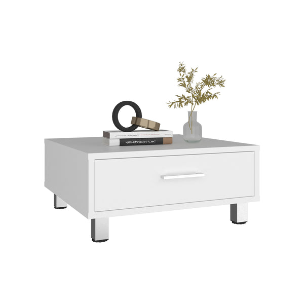 English Elm Modern Square Coffee Table with Storage Drawer and Metal Legs for Studio Living B200P474565