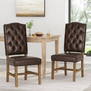 Christopher Knight Home® - Noble House - Hyvonen Contemporary Upholstered Tufted Dining Chairs, Dark Brown And Natural - Set Of 2