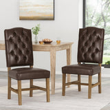 Christopher Knight Home® Hyvonen Contemporary Upholstered Tufted Dining Chairs, Dark Brown And Natural - Set Of 2