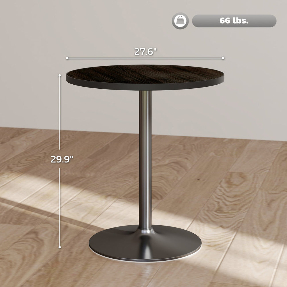 English Elm Modern Round Dining Table with Black Wood Grain Mdf Top for Compact Living Spaces T3971P429458