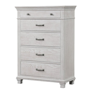 English Elm 1pc Chest Transitional Weathered Finish 5-Drawer Tall Dresser with Dentil Molding and Metal Knobs Grey Mix 39 L x 20 W x 51 H B2741P370388