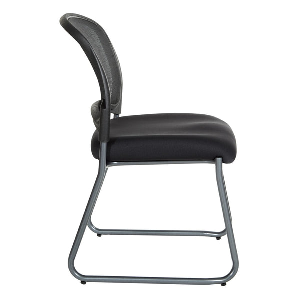OSP Home Furnishings Titanium Steel Sled Base Visitor Chair with Mesh Back for Modern Office Spaces 86725R-30
