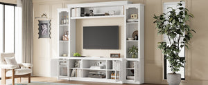 English Elm Entertainment Wall Unit with Glass Doors Open Shelving Mdf Living Room Storage White N710S688102K