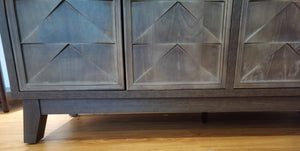 English Elm Vintage Retro Sideboard Buffet Cabinet with 4 Doors, Thick Top, Solid Wood Legs, Adjustable Shelves, Brown W1706P234057