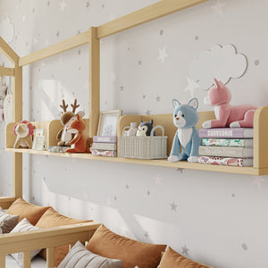 English Elm Double Twin House Bed Pine Wood Frame Kids Playhouse Bunk with Storage Drawers Natural W5305S00007