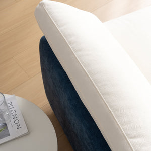 English Elm 50*43" Oversized Chenille Armchair Deep Lounge Seat Modern Minimalist Living Room Chair Blue+Cream N723S5042C