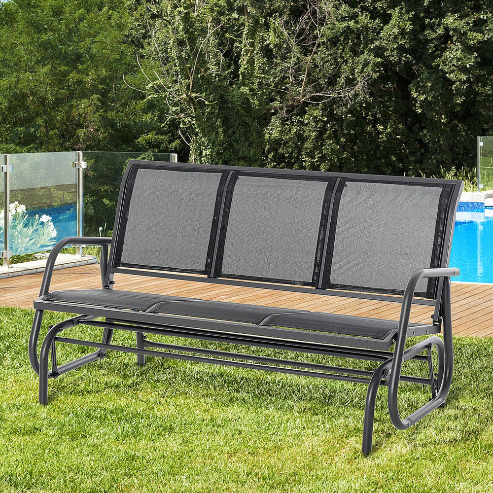 English Elm Outsunny 3 Seat Outdoor Glider Bench Powder Coated Metal Frame Mesh Porch Swing W2225P174352