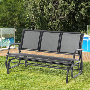 English Elm Outsunny 3 Seat Outdoor Glider Bench Powder Coated Metal Frame Mesh Porch Swing W2225P174352