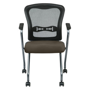 OSP Home Furnishings Deluxe Nesting Armchair with Mesh Back Lumbar Support for Office and Meeting Rooms Java 84440-R102