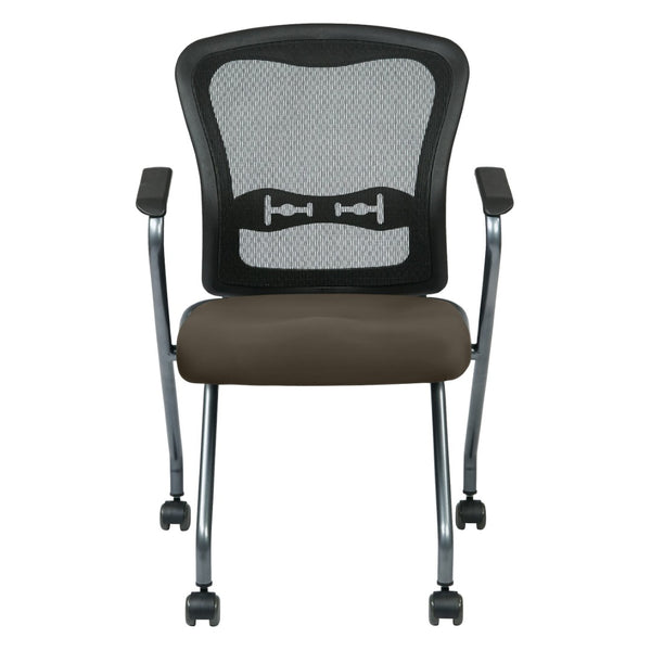 OSP Home Furnishings Deluxe Nesting Armchair with Mesh Back Lumbar Support for Office and Meeting Rooms Java 84440-R102