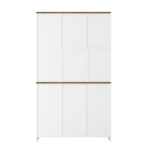 English Elm Farmhouse Sliding Barn Door Bar Cabinet with USB Outlets, Large Rustic White Buffet Sideboard W1321S00012