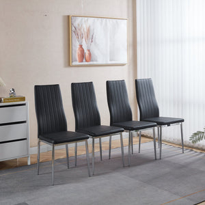 English Elm 1+4,5Pieces Mid-Century Modern Dining Set With Glass Top, Metal Legs For 4-6 People, Stylish & Versatile W234S00120