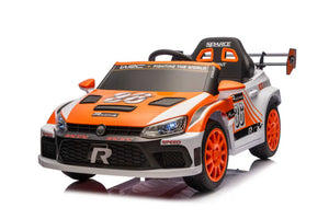 English Elm 12v4a Kids Ride on Car Dual Motor Luxury Coupe with Remote Control and Shock Absorbers Orange W1620P326866