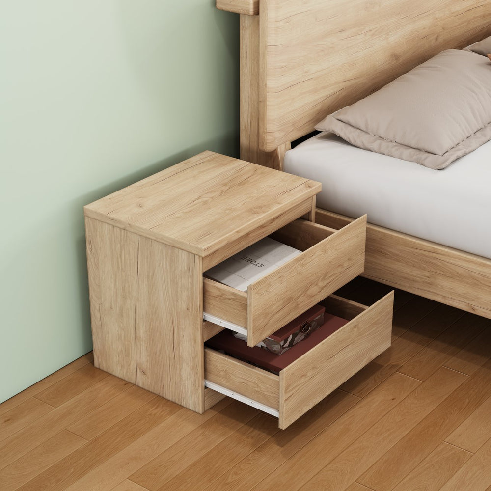English Elm 19.7-inch Matte Finish Nightstand with Touch Release Drawers for Minimalist Bedrooms Natural W3151P407886