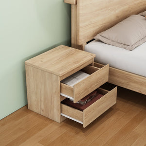 English Elm 19.7-inch Matte Finish Nightstand with Touch Release Drawers for Minimalist Bedrooms Natural W3151P407886