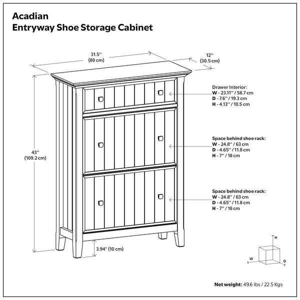 English Elm Acadian Solid Wood Entryway Shoe Cabinet with Tilt Doors Tapered Legs Brunette Finish B136P436049