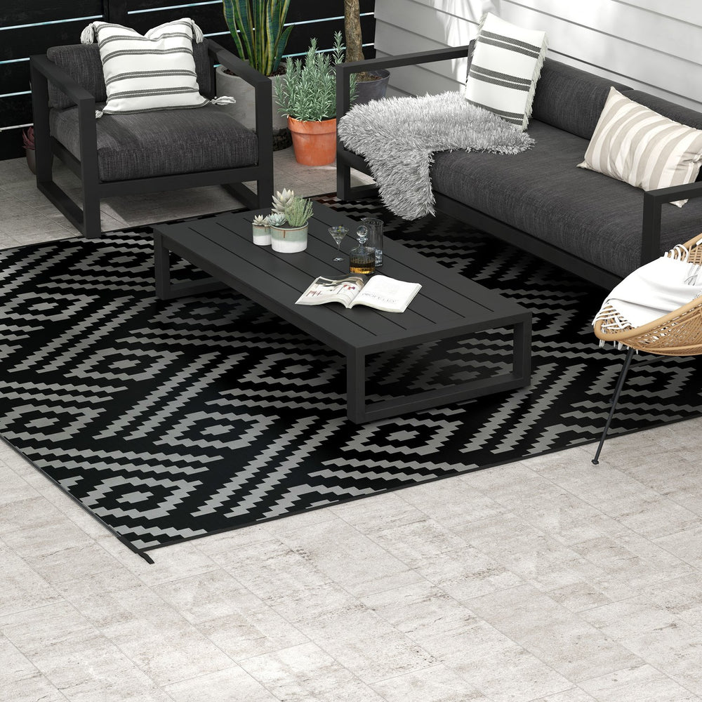 English Elm Outsunny Reversible Polypropylene Outdoor Rug Waterproof Geometric Patio Camping Mat W2225P174548