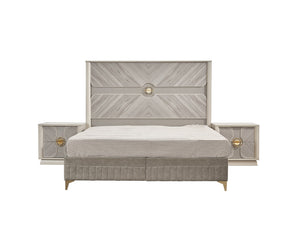English Elm Eternity King 5PC Bedroom Set with Eucalyptus Veneer, High-Gloss Lacquer, Soft-Close Drawers & Storage B009S02049