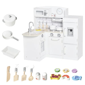 English Elm Wooden Corner Kids Kitchen Playset Pine Mdf Build with Sink and Play Accessories T3971P440753